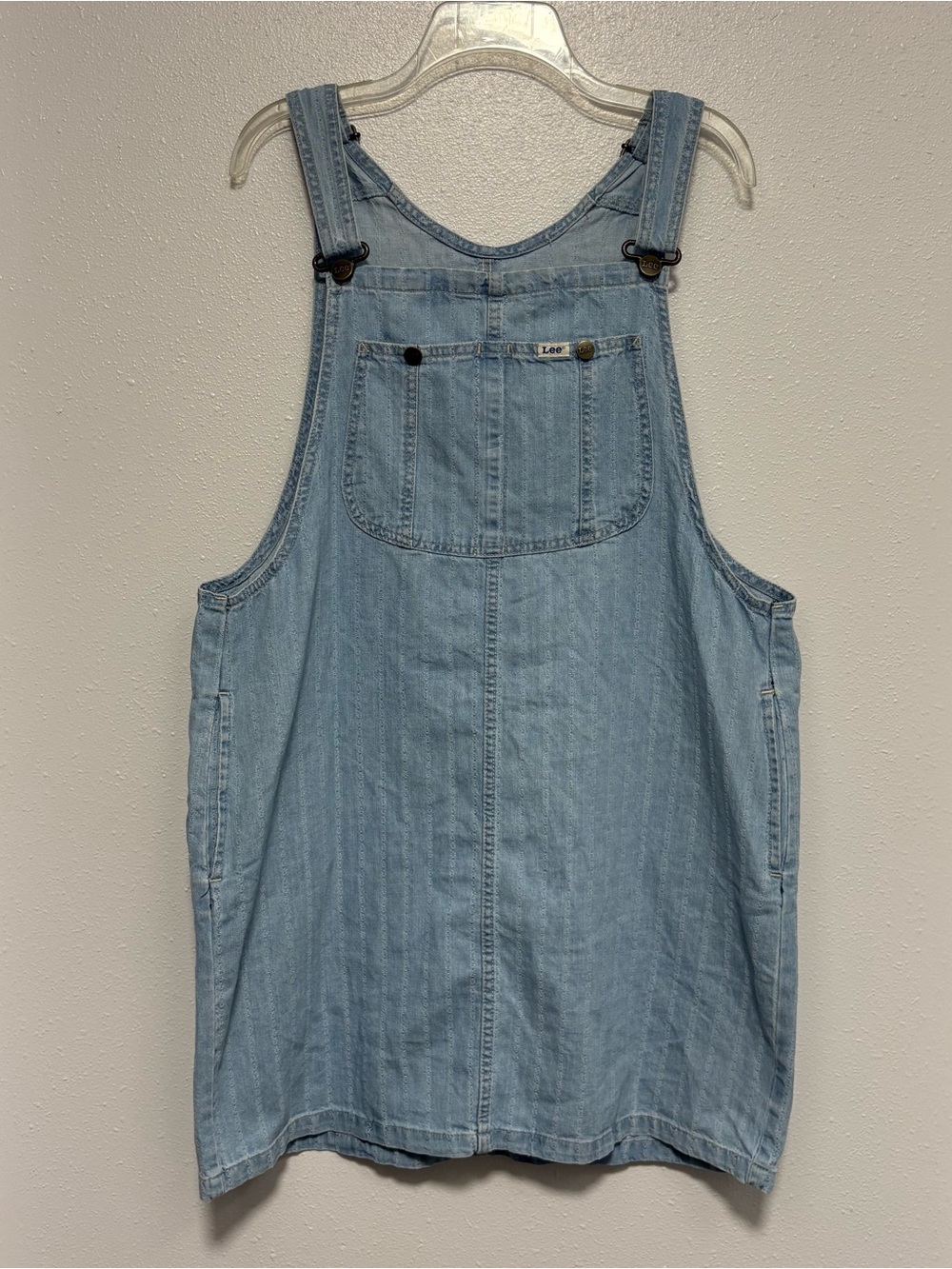 Lee Denim Workwear Jumper Dress Light Wash Overall Skirtall Size Large Boho